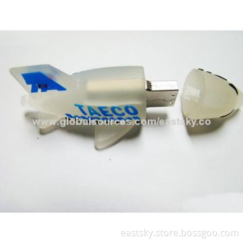 Custom airplane-shaped USB flash drive, made of soft PVC material, OEM orders welcome